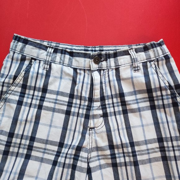 Wrangler casual short blue and white plaid boy's junior size 16 - Picture 2 of 6